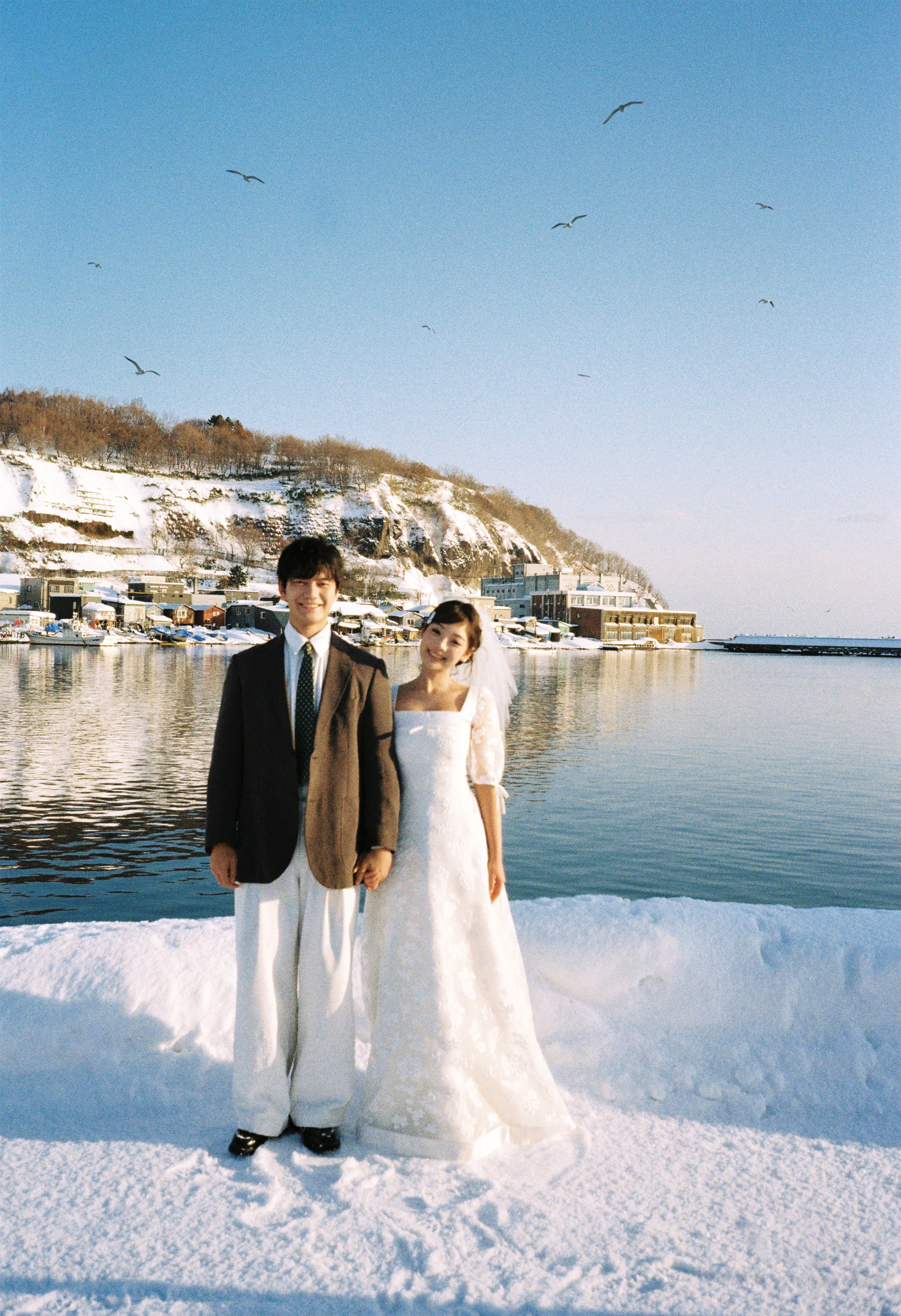 北海道港口海鸥氛围婚纱照