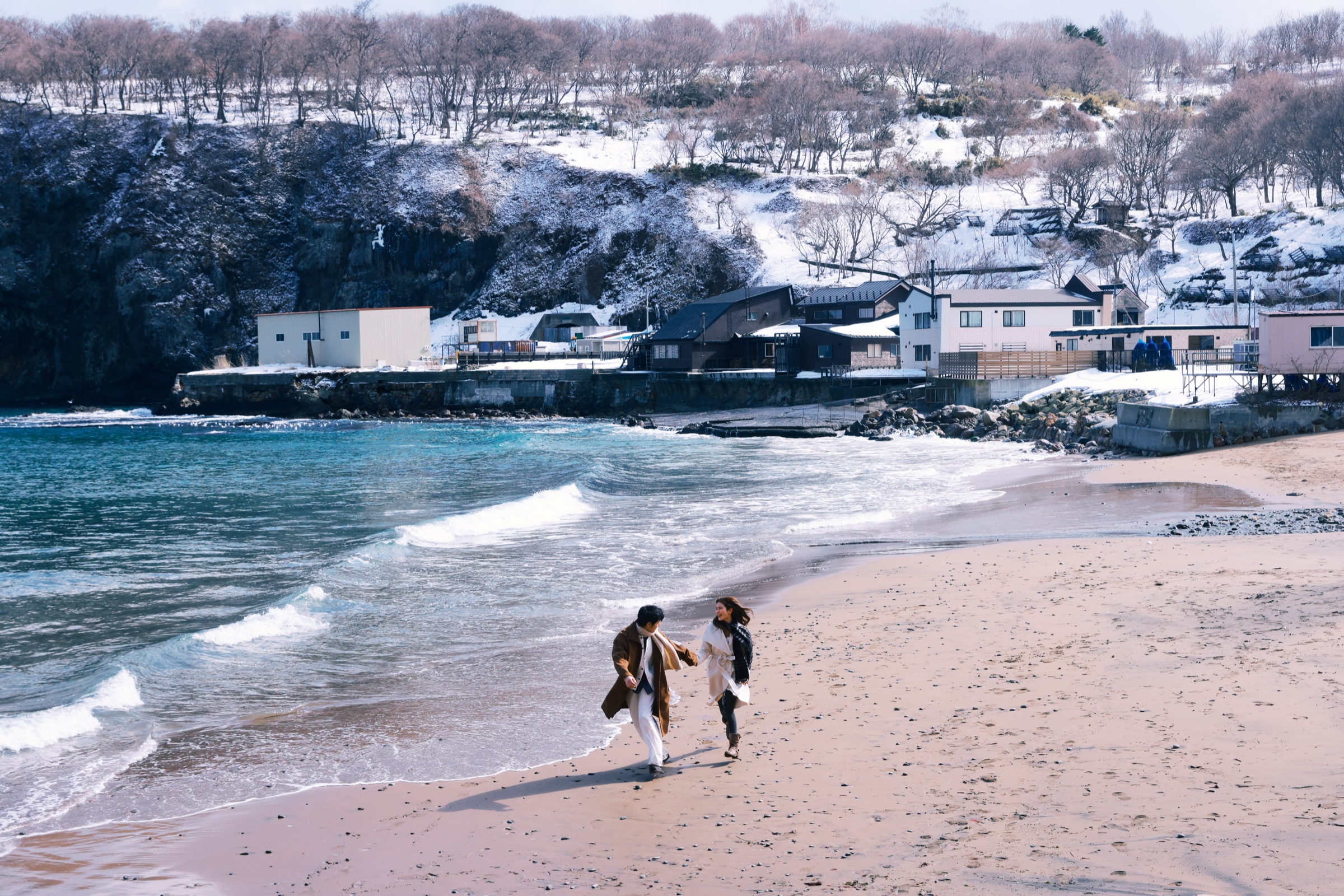北海道海边鸟居雪景婚纱照完整作品系列